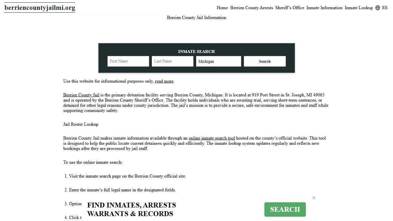 Berrien County, MI Jail Roster, Inmate Info